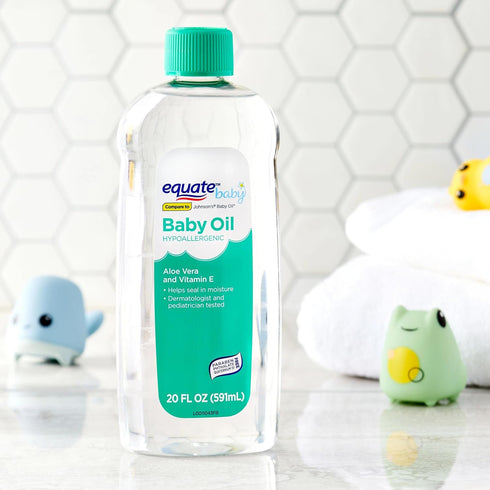 Generic 20 oz Equate Baby Oil with Aloe Vera and Vitamin E, Hypoallergenic, Lightly Scented, fl