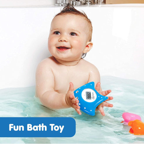 Elepho eFloat Digital Baby Thermometer - Waterproof Device for Bathtub, Monitors Water & Room Temperature (Blue)