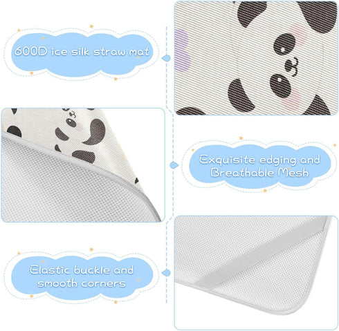 SyXIOP 28" 52" Cute Cartoon White Panda Cooling Baby Waterproof Crib Mattress Protector x Ultra Soft Mattress pad Cover