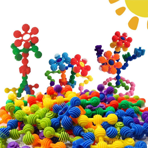 RAINBOW TOYFROG Star Flex STEM Building Toys - 70 Connector Blocks for Kids with Tote, Kindergarten & Preschool Table