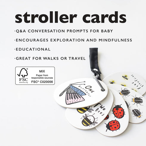 Wee Gallery Stroller Cards - I See Bugs to Count, Travel Activity for Babies and Toddlers with Snap on Strap