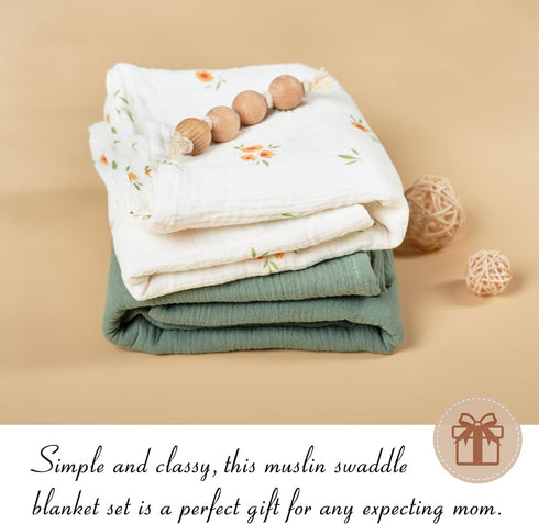 Meracorallo Muslin Swaddle Blanket, 100% Organic Cotton Soft and Breathable Receiving Wrap for Baby Boys and Girls
