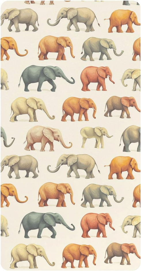 Mazeann Vintage Elephant Crib Sheets Soft Breathable Fitted Cotton Baby Crib Sheets Mattress