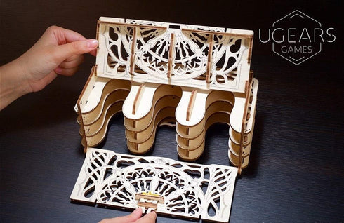 UGears 3D Puzzle Wooden Card Holder for 12 Sets of Playing Cards - Unique Mechanical Devices for Board Games