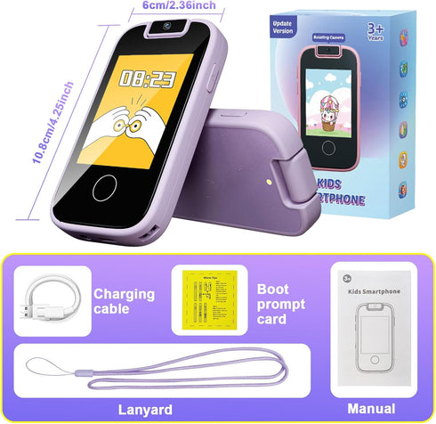 PTHTECHUS Kids Phone Toys for Girls Boys - Toddler Touchscreen MP3 Music Player with Dual Camera