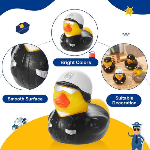 Deekin 50 Pcs Police Rubber Ducks, 2 Inch Police Party Favors for Police Birthday Party Decorations