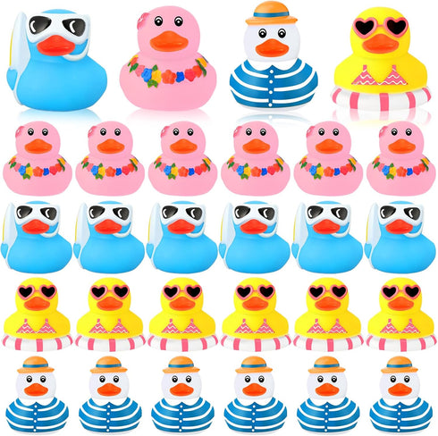Honoson 36 Pcs Summer Beach Rubber Duckies Bulk Mini Rubber Duck Bath Toys