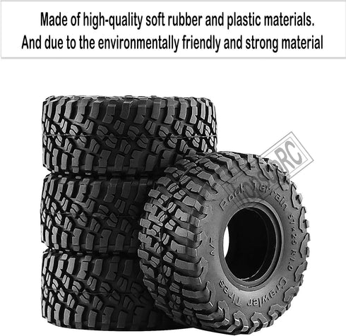 4PCS RC Crawler Rubber Tires, 1.0in Black Wheels for 1/18 1/24 TRX4M, SCX24, FCX24