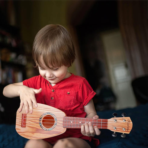 17 Inch Kids Ukulele Guitar Toy, 4 Strings Mini Musical Instrument for Toddler Beginner with Picks/Strap