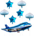 Happy Birthday Balloons 31inch Large Airplane Blue Party Decoration, 7Pcs