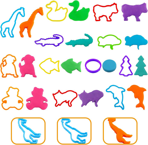 FRIMOONY Dough Tools Set for Kids, 47 PCS Various Animal Molds and Rolling Pins in Random Colors