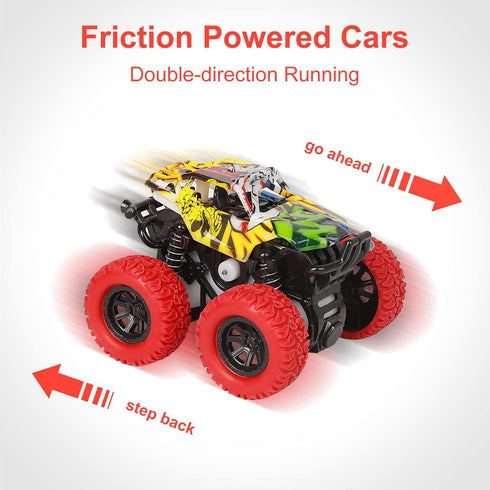 M SANMERSEN Car Toys for Toddlers 1-3 - 2 Pack Monster Truck Toys with 360° Rotating Stunt Cars for Boys Girls Birthday