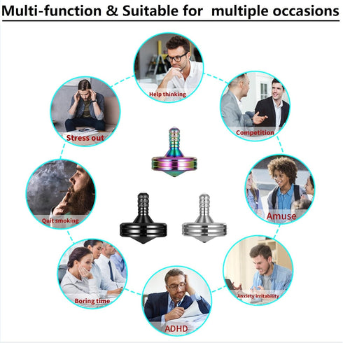 8 (3PCS Precision Metal Spinning Top, Easy to Spin, Long Spin time Exceed Mins, Support Handstand Rotation, Kill Time