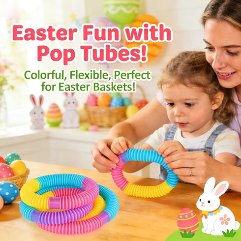 soulFr 24 Pack 8-12, 3 4 5 6 7 8 Girls-8 Pop Tubes,Fidget Toys Bulk for Kids Sensory Toys Party Favors Classroom Prizes