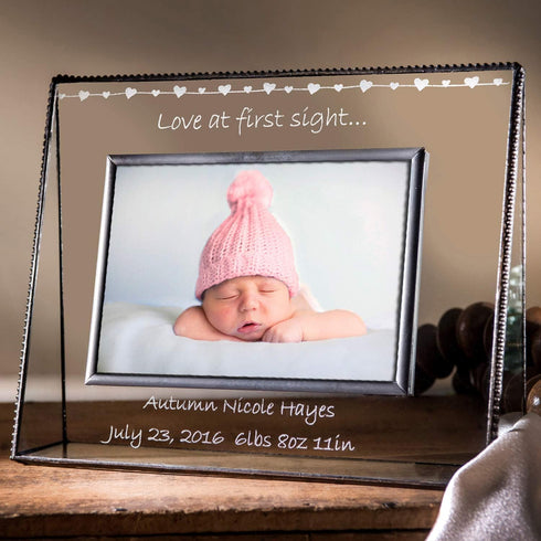4x6 319 EP558 (4x6 Baby Picture Frame Personalized for New Mom and Dad Photo Engraved Glass Keepsake Nursery Dcor Pic