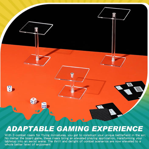 3 Pieces Combat Risers for Flying Miniatures, Different Heights for Tabletop RPG and Board Games Display