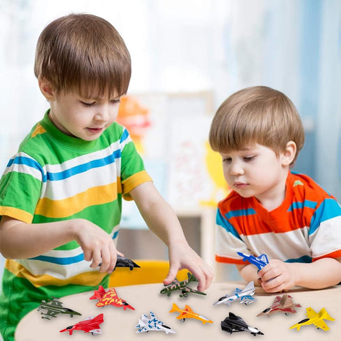 Playset, Set 12, ArtCreativity Diecast Jet Toy of Fighter Jet Toys in Assorted Colors and Designs, Great Birthday Party