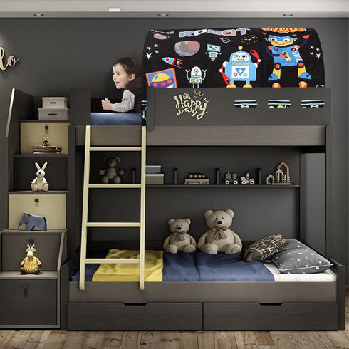 CRAWLBO Set-Up Kids Bed Tent Twin Beds -Cartoons Wonder Play Tents Boys Girls Ventilated Indoor Play Tent Children