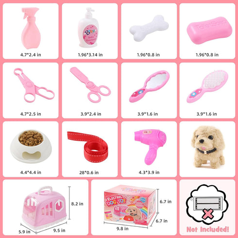 14PCS Set 3 4 5 6+ Dog Toys for Kids, Walking Barking Electronic Interactive Plush Puppy Toy with Carrier