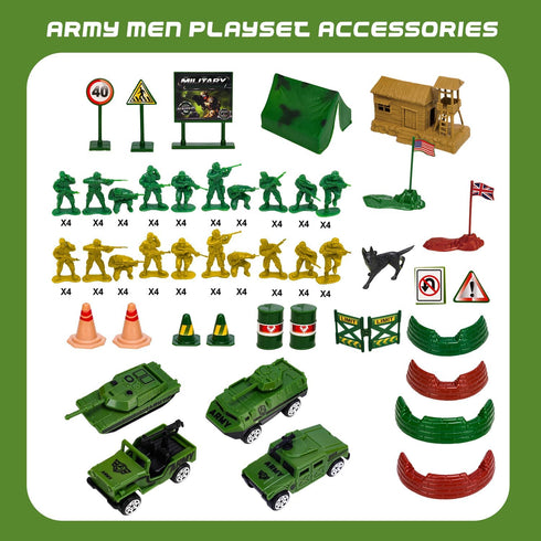 105 Playset 4-8-12, Set 4 AuntyFey PCS Army Men with Army Men Action Figures, Army Men Soldiers Toys for Boys Kids Ages