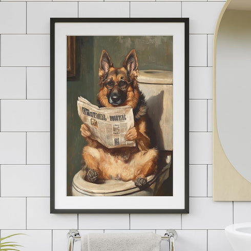 Art of Socks 1000 1000pc (50x70cm 19.685"x27.559") German Shepherd on Toilet Jigsaw Puzzle Pieces for Adults - Quirky