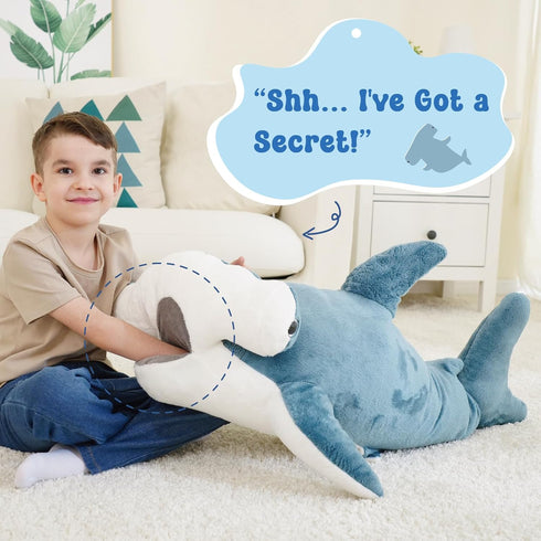 37-Inch Hammerhead Giant Plush Shark - Soft and Realistic Stuffed Animal