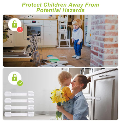 Matenf Child Proof Cabinet Locks, 4 Packs Baby Safety Latches for Drawers and Refrigerators, Easy to Use
