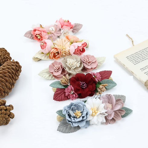 Cinaci 5 Pack Delicate Floral Nylon Headbands, Hair Bands Accessories for Baby Girls, Newborns, Infants, Toddlers, Kids