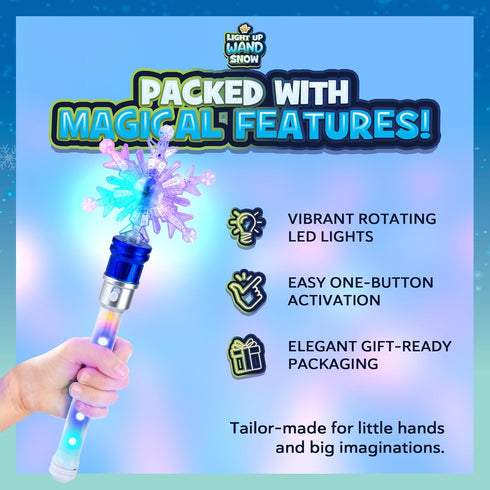 IPIDIPI TOYS Snowflake Wand - Spinning Light Up Magic Wand for Kids, Princess Fairy, Easter Basket Stuffers, Gifts for