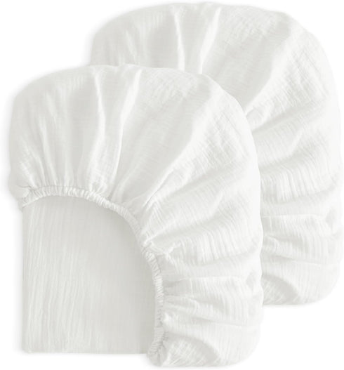 NTBAY 2 Pack Muslin Cotton Crib Sheets, Soft and Breathable Double Layer
