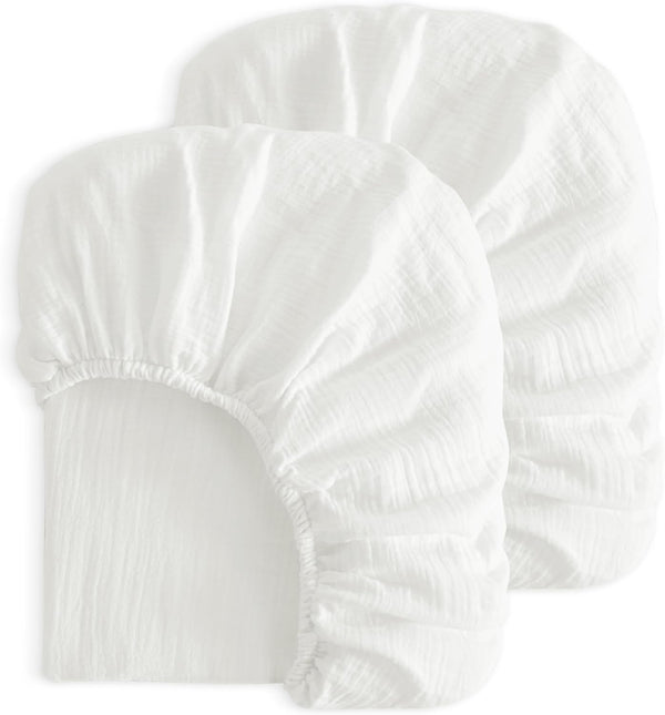 NTBAY 2 Pack Muslin Cotton Crib Sheets, Soft and Breathable Double Layer