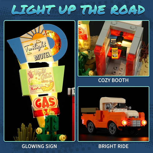 Sunset-Stopover Set Set 455 Lumibricks City Lighting-Building-Bricks - Road Trip Car Station Modular Collection LED