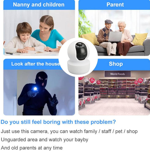 Wireless Security Camera, 1080P HD WiFi Indoor Baby Monitor, Two Way Audio Pet Camera with Night Motion Detection