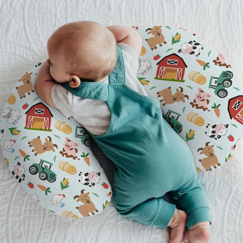 Colorful Farm Animals Baby Nursing Pillow Covers for Boy Girl Pig Cow Goat Chick Barn Tractor Nursery Feeding