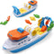 Toyland 40cm (16") Colourful Fishing Boat with Moveable Doors, Fishing Hook & 4