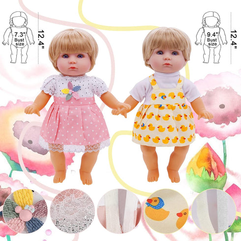 8 pcs Girl Doll Clothes and Accessories Gift - 12 Inch Dolls Dress Outfits, 6 Complete Sets of Cloak, Pajamas, Onesies