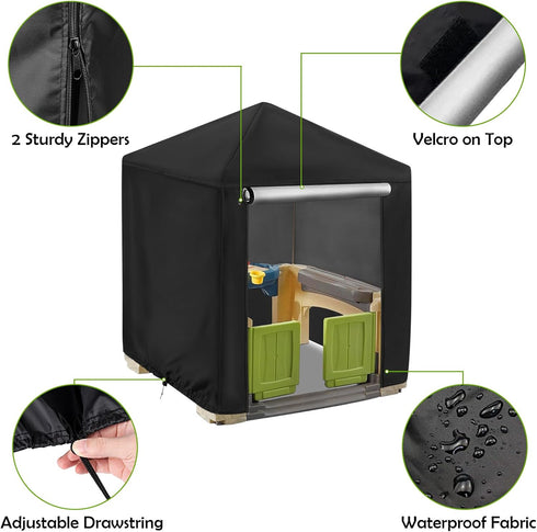 Outdoor Playhouse Cover for Step2 Playhouse - Waterproof Dustproof Cover for Kids Outside (Black, 49"Lx49"Wx58"H)