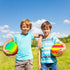 Hooqict 6 Pack 8.5 Inch Playground Balls - Inflatable Rainbow Sports Balls with Hand Pump and Portable Ball Net Bags