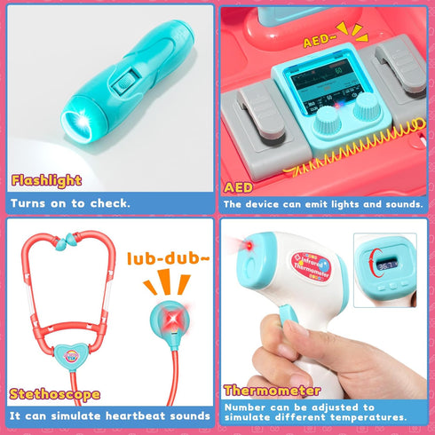 Aowjoy Set 3 4 5 6 7 8 9 Doctor Kit for Toddlers - Pretend Doctor Play for Kids - Role Play Medical Toys with Costume
