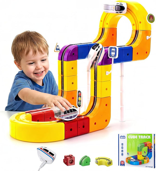 BFTDjanus 3D Infinity Track Set, Magnetic Train for Toddlers Ages 3-6, Flexible &