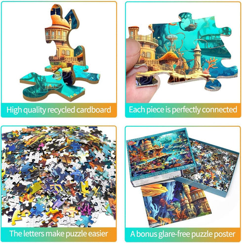 HUADADA 1000 Piece Puzzles for Adults - Whimsical Undersea Fairy Tale, Educational Games for Home Decoration