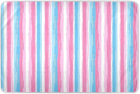 siphylline Pink and Light Blue Stripe Patterndoodle Art Extra Large Resuable Changing Pad