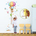 DECOWALL BS-1606 Animal Hot Air Balloon Growth Chart - Kids Wall Stickers, Peel and Stick Removable Decals