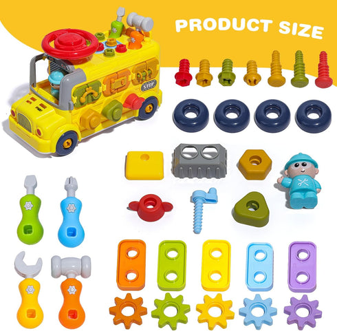 53 3-5 Set SO&MOTOYS PCS Montessori Tool Kit for Toddlers | Realistic Kids Screwdriver with Engineer Doll | STEM