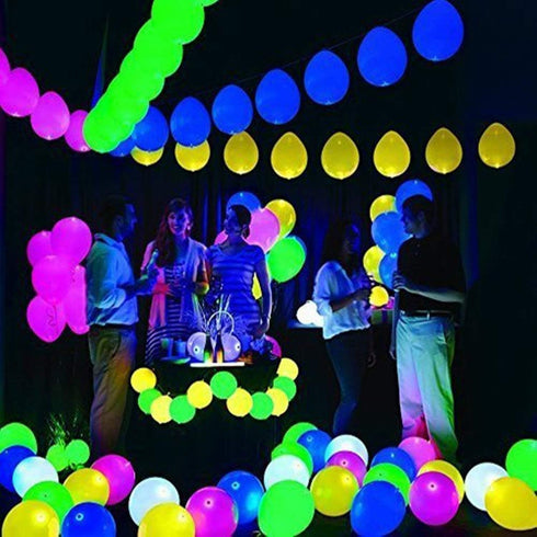 20 LED Light Up Balloons, 12 inch Neon Mixed Colors, Flashing Glow in the Dark for Birthday Party, Wedding, Halloween