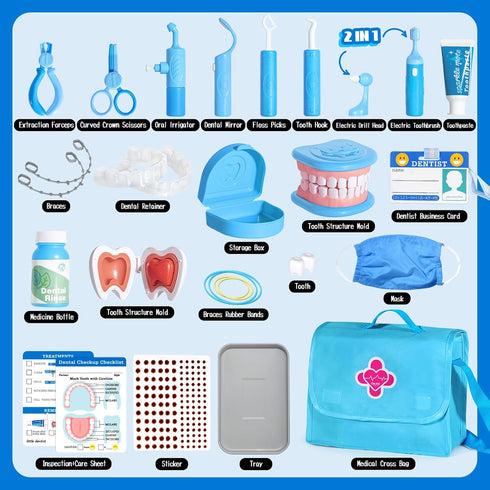 Playset Set 4-6 Dentist for Boys with Oversized Pretend Teeth /Removable Teeth /Braces /Retainer - Kids Doctors Play