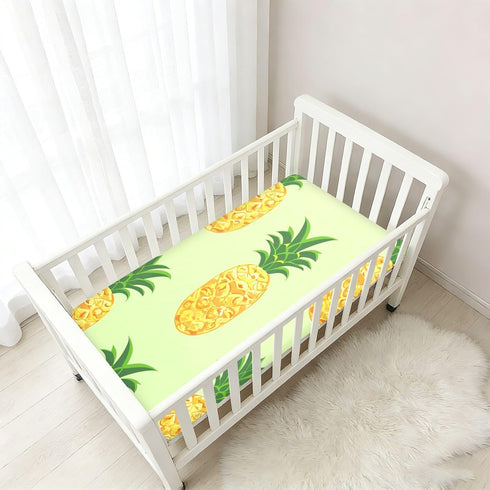Bseiialft 52 28 Pineapples Green Leaves Crib Sheets for Boys Girls Soft and Breathable Cotton Baby Sheets for Standard