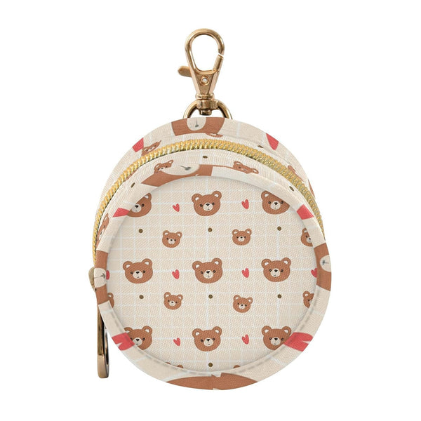 Bear Round Pacifier Storage Case with Zipper, Portable Pacifier Case for Travel,