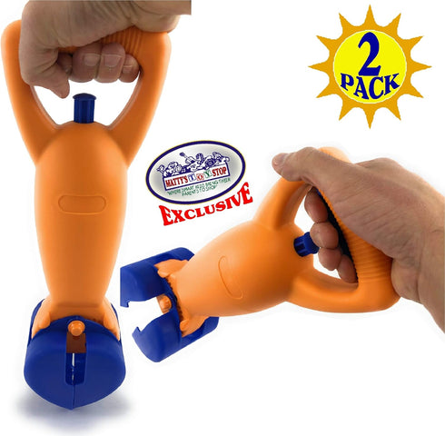 14.5" Set 2 Pack Matty's Toy Stop Plastic Sand Grabber Claw Scoops for Sand & Beach (Blue/Yellow & Orange/Blue) Gift
