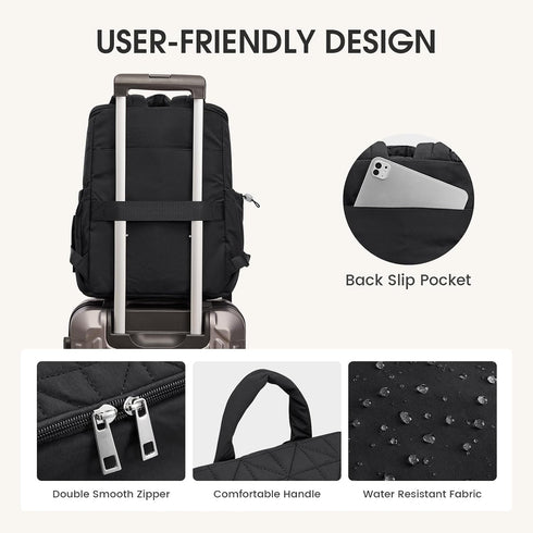 G4Free Backpack Diaper Bag for Moms Dads Travel Baby Bag with Pacifier Case & Insulated Pockets,Black